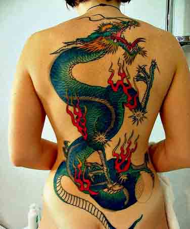girls back dragon tattoo