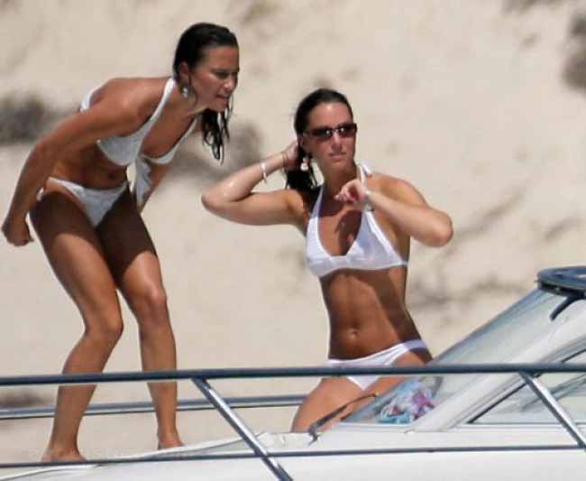 Pippa and Kate Middleton white bikini